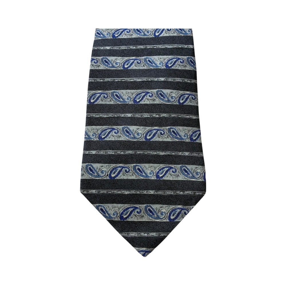 Zylos George Machado Necktie Mens Striped Paisley Blue Gray Business‎ Career 57"